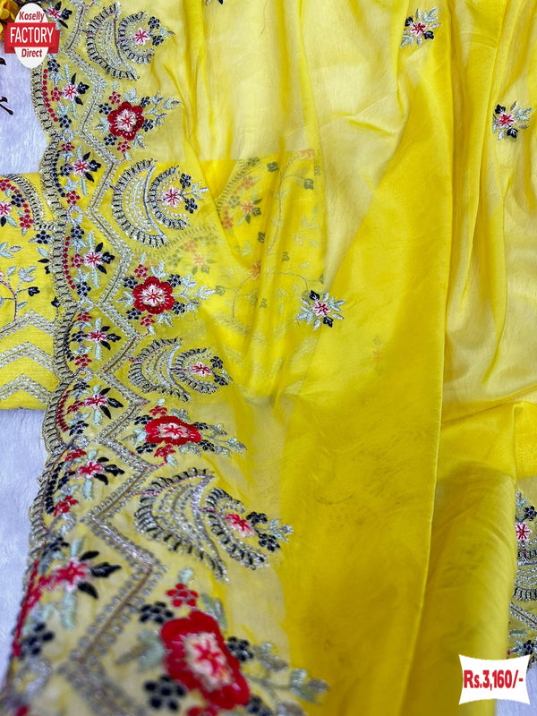 Yellow Jimmy Choo Embroidered Partywear Saree