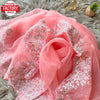 Pink Pure Organza Tissue Silk Sequins Work Partywear Saree