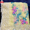 Light Yellow Khadi Organza Multi-thread Floral Embroidery Partywear Saree