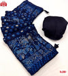 Dark Blue Soft Weaving Brasso Partywear Saree