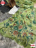 Parrot Green Shimmer Chiffon Handprinted Partywear Saree