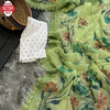 Parrot Green Shimmer Chiffon Handprinted Partywear Saree