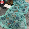 Sky Blue Shimmer Chiffon Handprinted Partywear Saree