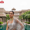 Grey Butterfly Net Sequins Work Partywear Saree