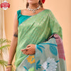 Light Green Pure Paithani Silk Rich Weaving Partywear Saree