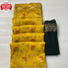 Yellow Pure Dola Crepe Silk Partywear Saree