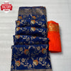 Navy Blue Pure Dola Crepe Silk Partywear Saree