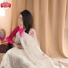 Off-White Organza Silk Embroidered Partywear Saree