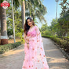 Pink Soft Organza Embroidered Partywear Saree