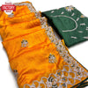 Yellow Vichitra Blooming Silk Partywear Embroidered Saree