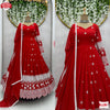 Red Georgette Partywear Gown Dupatta Set