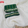 White Organza Partywear Saree With Green Blouse And Belt