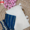 White Organza Partywear Saree With Teal Blouse And Belt