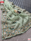 Light Green Pure Soft Organza Partywear Saree