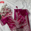 Pink Pure Organza Silk Embroidered Partywear Saree