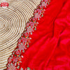 Red Tussar Silk Cross-stitch Embroidered Partywear Saree