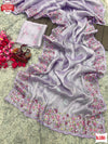 Lavender Heavy Burberry Silk Multi-embroidered Partywear Saree