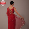 Red Pure Organza Hand-worked Partywear Saree