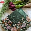 Bottle Green Pure Crush Silk Embroidered Partywear Saree