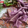 Lavender Pure Crush Silk Embroidered Partywear Saree