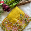 Yellow Pure Crush Silk Embroidered Partywear Saree