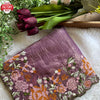 Lavender Pure Crush Silk Embroidered Partywear Saree