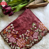 Maroon Coral Pure Crush Silk Embroidered Partywear Saree