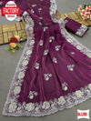 Wine Jimmy Choo Silk Partywear Saree With Embroidery Work