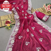 Hot Pink Jimmy Choo Silk Partywear Saree With Embroidery Work