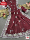 Maroon Jimmy Choo Silk Partywear Saree With Embroidery Work