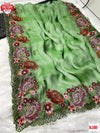 Parrot Green Jimmy Choo Silk Embroidered Partywear Saree