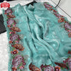 Light Blue Jimmy Choo Silk Embroidered Partywear Saree