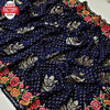 Navy Blue Georgette Sequins Embroidered Partywear Saree