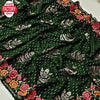 Bottle Green Georgette Sequins Embroidered Partywear Saree