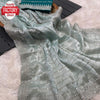 Dusty Green Jimmy Choo Silk Partywear Saree With Sequins Work