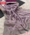 Lavender Jimmy Choo Silk Partywear Saree With Sequins Work