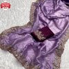 Lavender Crush Silk Partywear Embroidered Saree