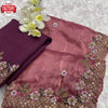 Onion Pink Crush Silk Partywear Embroidered Saree