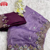 Lavender Crush Silk Partywear Embroidered Saree