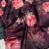 Dark Wine Soft Organza Handwork Partywear Saree