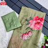 Dusty Green Soft Organza Handwork Partywear Saree