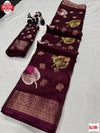 Wine Dola Silk Jacquard Work Partywear Saree