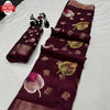 Wine Dola Silk Jacquard Work Partywear Saree