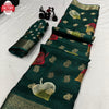 Dark Green Dola Silk Jacquard Work Partywear Saree