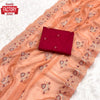 Peach Shimmer Chiffon Embroidered Partywear Saree