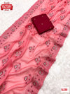 Punch Pink Shimmer Chiffon Embroidered Partywear Saree