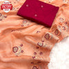 Peach Shimmer Chiffon Embroidered Partywear Saree