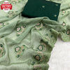 Light Green Shimmer Chiffon Embroidered Partywear Saree