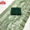 Light Green Shimmer Chiffon Embroidered Partywear Saree