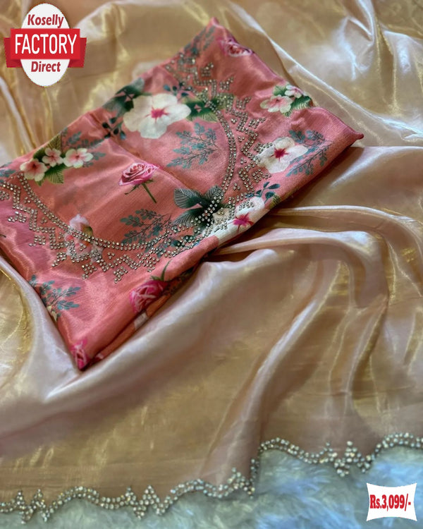 Light Pink Jimmy Choo Silk Partywear Saree